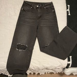 High waisted straight leg jeans